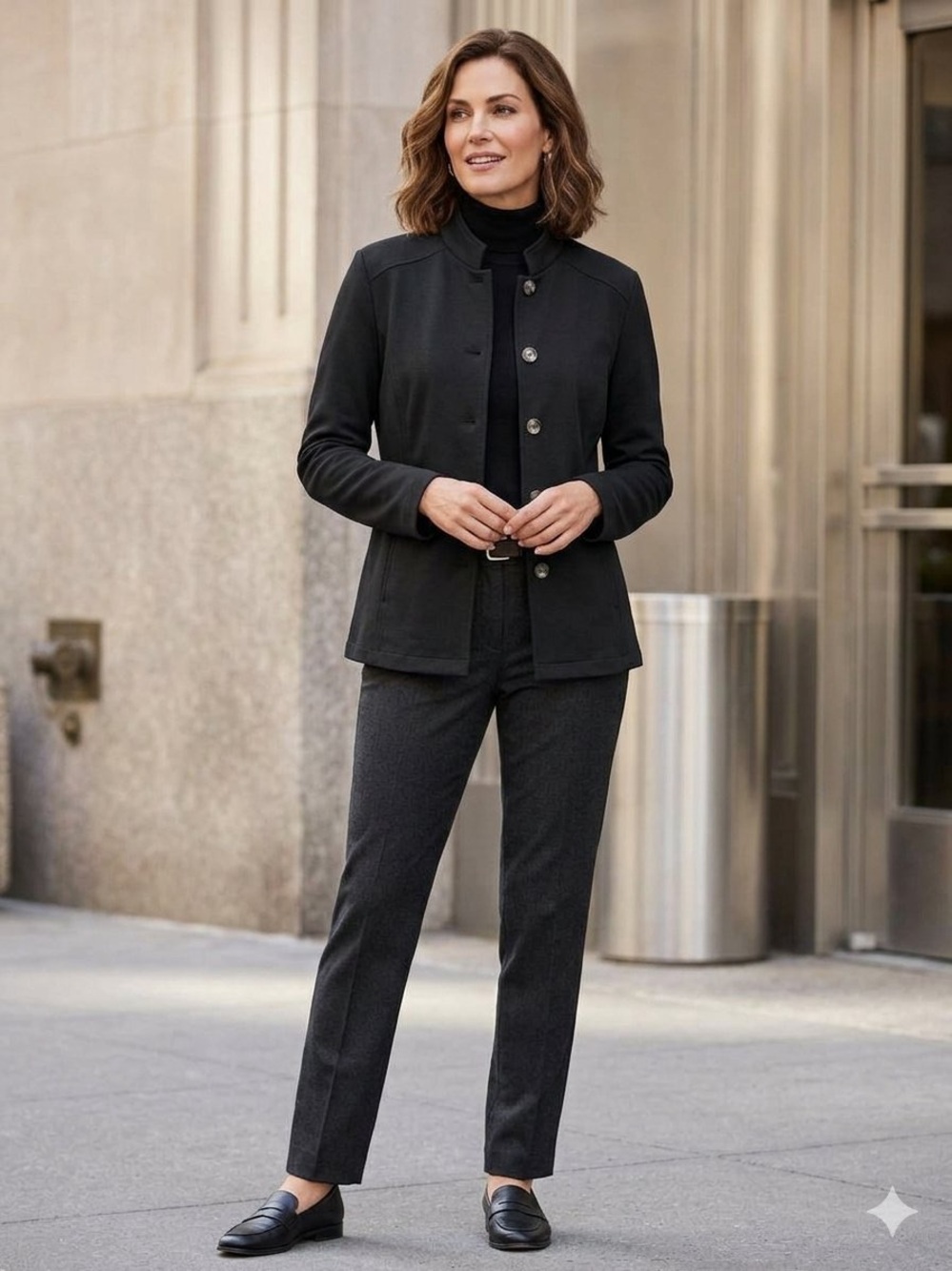 Chico's NWT Black Button Front Ponte Knit Blazer Jacket Size Large (2)